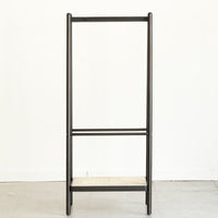 (Black) Solid Oak Wood Clothes Rack, Black Rattan Hanger Rack-clothes Rack with Shelves, Cloth Hanger Standing Garment Racks for Hanging Clothes