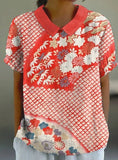 Stylish Digital-print Lapel Short-sleeve Shirt