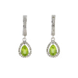 .88ct Peridot Diamond Dangle Earrings 14KT White Gold