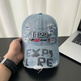 Monochromatic Three-dimensional Embroidered Frayed-edge Personalized Print Brim Trendy Casual Baseball Cap Suitable For Street And Travel Use