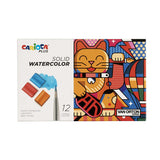 Carioca Plus 12-Color Watercolor Paint Set with Brush - High-Quality Art Supplies for Children and Enthusiasts
