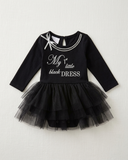 Bonnie Baby Baby Girls Appliqued Knit Tutu One-Piece Dress, Black, 18 Months