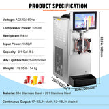8L Commercial Single Frozen Margarita Ice Slushy Drink Maker Machine, 1050W (97420618)