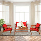 Alora 8-Piece Patio Rattan Furniture Set With Acacia Wood Frame & Cushioned Sofa Chairs (97415280)