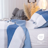 Kasentex Reversible Lightweight Quilt Set Twin/Queen/King - Soft All Season Bedspread Coverlet, White & Blue