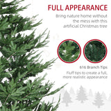 9 Foot Artificial Christmas Tree, Pine Hinged Xmas Tree with 1939 Realistic Branches, Steel Base, Auto Open, Green