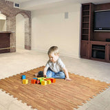 9-Piece Set: HemingWeigh Printed Wood Grain Interlocking Foam Floor Puzzle Mats