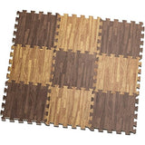 9-Piece Set: HemingWeigh Printed Wood Grain Interlocking Foam Floor Puzzle Mats