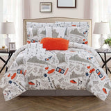 9-Piece Set: Liberty Reversible Comforter Set New York Theme Printed Design Bed