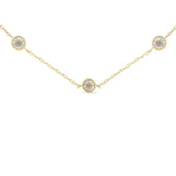 Yellow Color Plated Sterling Silver Diamond Station Necklace (1/2 cttw, K-L Color, I2-I3 Clarity)
