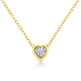 10K Yellow Gold Plated .925 Sterling Silver 1/10 Cttw Miracle Set Round Diamond Square Box Shape 18" Pendant Necklace (K-L Color, I2-I3 Clarity)