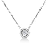 10K White Gold 1/10 Cttw Miracle Set Round-Cut Diamond Square Shape 18" Pendant Necklace (H-I Color, SI2-I1 Clarity)