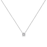 10K White Gold 1/10 Cttw Miracle Set Round-Cut Diamond Square Shape 18" Pendant Necklace (H-I Color, SI2-I1 Clarity)