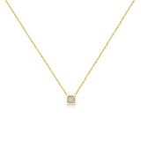 10K Yellow Gold Plated .925 Sterling Silver 1/10 Cttw Miracle Set Round Diamond Square Box Shape 18" Pendant Necklace (K-L Color, I2-I3 Clarity)