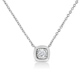 10K White Gold 1/10 Cttw Miracle Set Round-Cut Diamond Square Shape 18" Pendant Necklace (H-I Color, SI2-I1 Clarity)