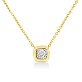 10K Yellow Gold Plated .925 Sterling Silver 1/10 Cttw Miracle Set Round Diamond Square Box Shape 18" Pendant Necklace (K-L Color, I2-I3 Clarity)