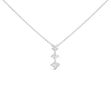 10K White Gold 1/5 Cttw Princess Cut Diamond 3 Stone Drop 18" Pendant Necklace (H-I Color, SI2-I1 Clarity)
