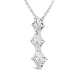 10K White Gold 1/5 Cttw Princess Cut Diamond 3 Stone Drop 18" Pendant Necklace (H-I Color, SI2-I1 Clarity)