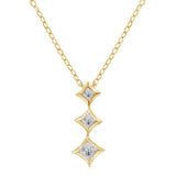 10K White Gold 1/5 Cttw Princess Cut Diamond 3 Stone Drop 18" Pendant Necklace (H-I Color, SI2-I1 Clarity)