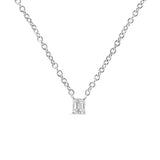 14K White Gold 1/5 Cttw Emerald Shape Solitaire Diamond 18" Pendant Necklace (G-H Color, VS2-SI1 Clarity)