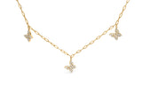 14KT Yellow Gold 1/2 Cttw Diamond Butterfly Station Paperclip Station Necklace (I-J Color, I1-I2 Clarity) - Adjustable 15"-17" Inches