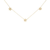 10K Yellow Gold 1/8 Cttw Diamond Floral Station Chain Necklace (I-J Color, I1-I2 Clarity)