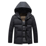 Mens Padded Cotton Coat With Fleece-Lined Detachable Hood