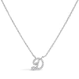 10K White Gold Diamond Accent "A" Initial Script Style Pendant Necklace