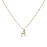 10K White Gold Diamond Accent "A" Initial Script Style Pendant Necklace