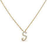 10K White Gold Diamond Accent "A" Initial Script Style Pendant Necklace