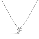 10K White Gold Diamond Accent "A" Initial Script Style Pendant Necklace