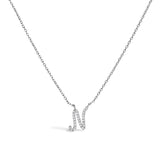 10K White Gold Diamond Accent "A" Initial Script Style Pendant Necklace