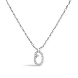 10K White Gold Diamond Accent "A" Initial Script Style Pendant Necklace