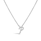 10K White Gold Diamond Accent "A" Initial Script Style Pendant Necklace