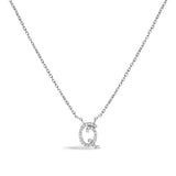 10K White Gold Diamond Accent "A" Initial Script Style Pendant Necklace