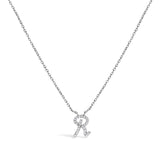 10K White Gold Diamond Accent "A" Initial Script Style Pendant Necklace