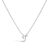 10K White Gold Diamond Accent "A" Initial Script Style Pendant Necklace
