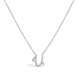 10K White Gold Diamond Accent "A" Initial Script Style Pendant Necklace