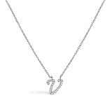 10K White Gold Diamond Accent "A" Initial Script Style Pendant Necklace