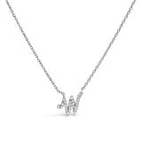 10K White Gold Diamond Accent "A" Initial Script Style Pendant Necklace