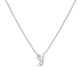 10K White Gold Diamond Accent "A" Initial Script Style Pendant Necklace