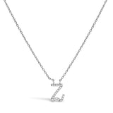 10K White Gold Diamond Accent "A" Initial Script Style Pendant Necklace