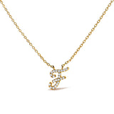 10K White Gold Diamond Accent "A" Initial Script Style Pendant Necklace