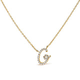 10K White Gold Diamond Accent "A" Initial Script Style Pendant Necklace