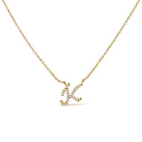 10K White Gold Diamond Accent "A" Initial Script Style Pendant Necklace
