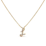 10K White Gold Diamond Accent "A" Initial Script Style Pendant Necklace