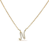 10K White Gold Diamond Accent "A" Initial Script Style Pendant Necklace