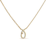 10K White Gold Diamond Accent "A" Initial Script Style Pendant Necklace