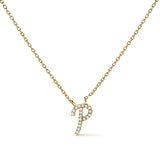 10K White Gold Diamond Accent "A" Initial Script Style Pendant Necklace
