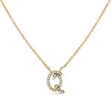 10K White Gold Diamond Accent "A" Initial Script Style Pendant Necklace